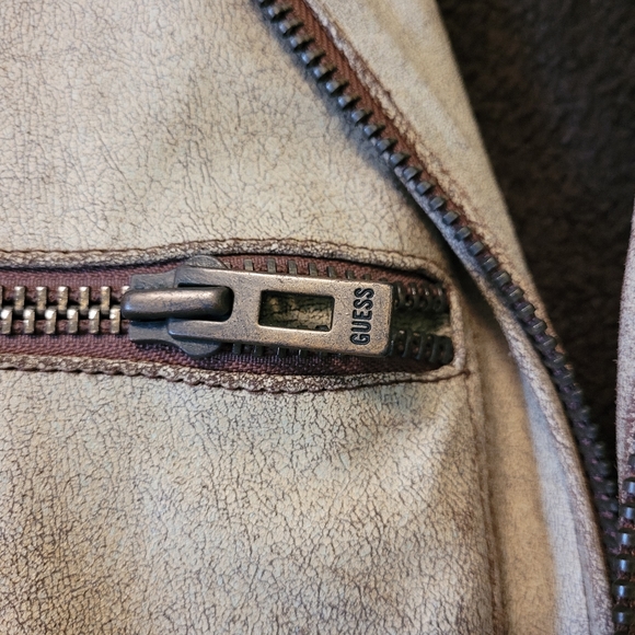 Vintage Marciano Guess Crackle Leather Bomber Jacket - Picture 5 of 16